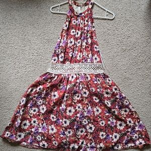 "Miss Me" Halter Neck Floral Formal Dress with Lace Detail